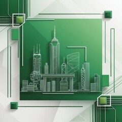 Poster - Green City on Green Background