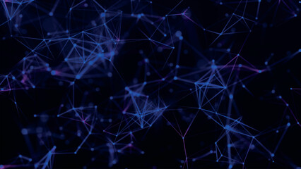 Poster - Abstract background with connecting dots and lines. Network connection structure. Plexus effect. 3d Vector illustration.