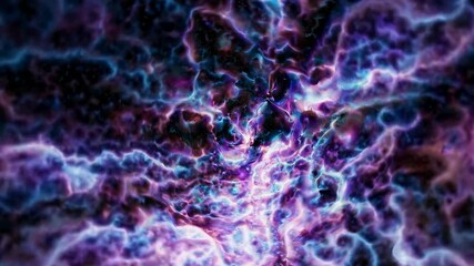 Poster - Colorful cosmic nebula in deep space. Galaxy exploration and universe beauty. Travel through outer space. Science fiction animation