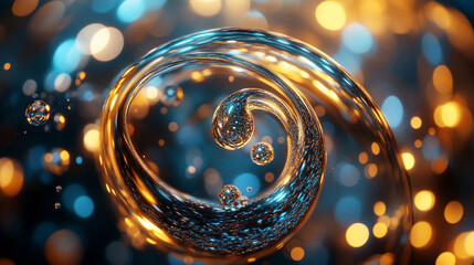 Poster - swirling water and light create an abstract design with vibrant colors and bubbles