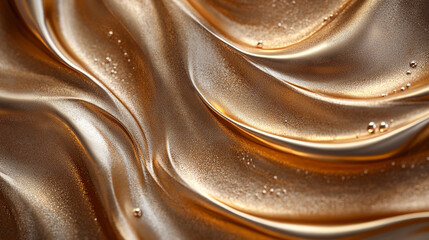Poster - golden waves of liquid texture create a mesmerizing visual experience