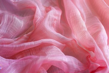 Wall Mural - Close-up of soft, pink fabric with delicate texture, draped and folded for depth and movement, Subdued shades of pink creating a soft and inviting background