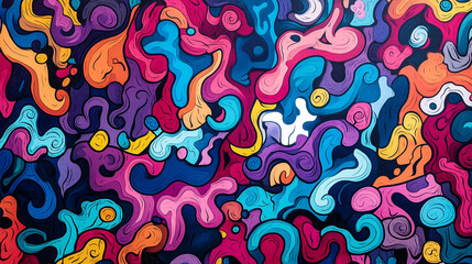 Poster - Colorful abstract mural showcasing swirling patterns and vibrant hues in an artistic display