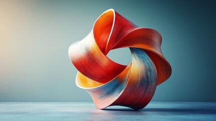 Wall Mural - A red, orange, and blue spiral shape is on a blue background