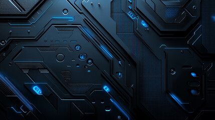Poster - Abstract technology background with circuit patterns and blue glowing accents