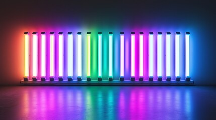 Poster - a minimalistic led stripe design with radiating beams.