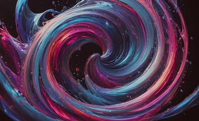 Poster - A colorful swirl of water with a blue center. The swirl is full of bubbles and he is in motion
