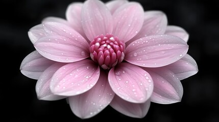 Wall Mural - A Pink Dahlia Blossom Covered In Dew Drops