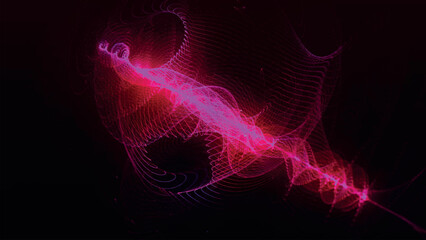Poster - Laser. Space gun. Discharge in space. Fantastic device. Equipment. Red futuristic flow. Vector illustration.