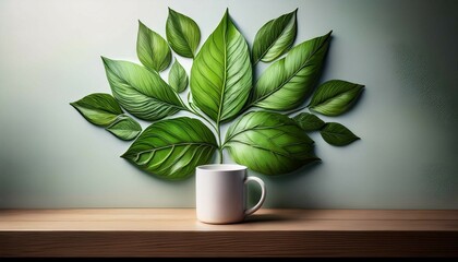 leaves with white cup