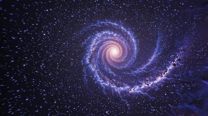 Wall Mural - Flight through universe vortex. Cosmic beauty in dark deep space background. Galaxy and universe. Interstellar travel animation. Colorful stars in swirling wormhole