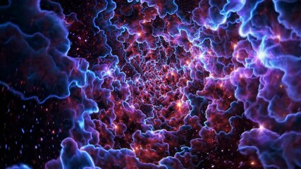 Wall Mural - Colorful cosmic nebula in deep space. Galaxy exploration and universe beauty. Travel through outer space. Science fiction animation