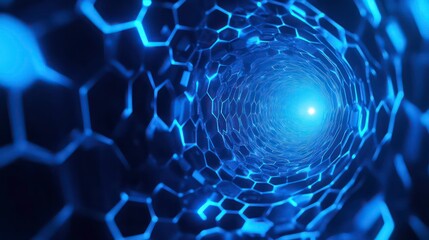 Poster - blue geometric shape abstract technology background with hexagons and circles