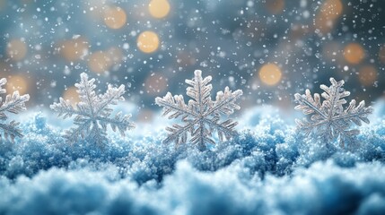 Sticker - Snowflakes in the snow. Winter background. illustration.