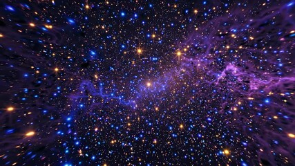 Wall Mural - Flight through colorful stars in space. Cosmic beauty in dark deep space background. Galaxy and universe. Interstellar travel animation