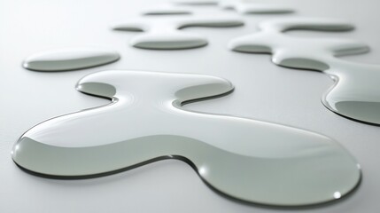 Fototapete - Abstract image of several spilled liquid droplets on a light gray surface.