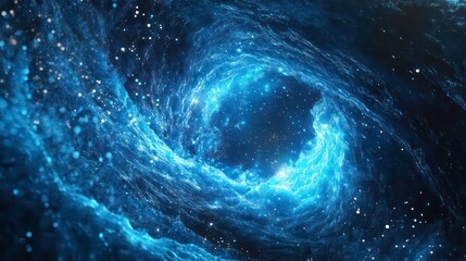 Wall Mural - blue wave particles glowing light futuristic technology data flow abstract digital network cyber sec