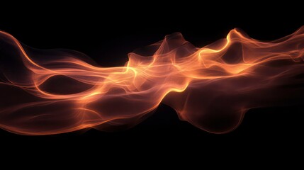 Poster - abstract orange and red smoke wave on black background.