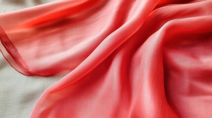 Wall Mural - bright red silk fabric draped in soft folds with smooth texture and vibrant color. the fabric's glos