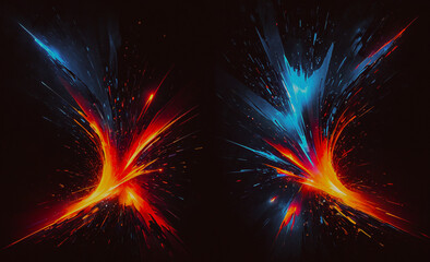 Poster - Two images of fire with blue and red colors. The blue color is on the left and the red color is on the right