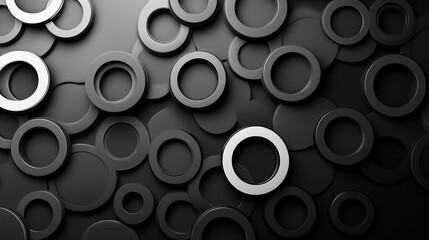 Aufkleber - Abstract background of overlapping dark and light gray circles.