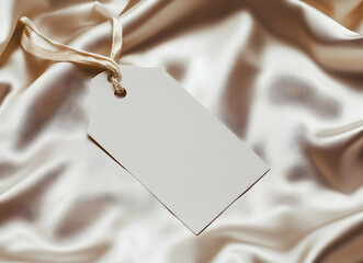 Elegant Blank Tag on Luxurious Satin Fabric