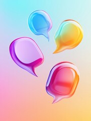 Leinwandbilder - Colorful speech bubbles floating against a gradient background in soft pastel tones. Generative AI