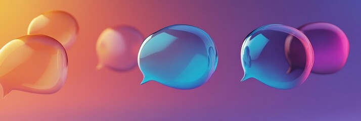 Leinwandbilder - Colorful speech bubbles floating in a vibrant gradient background creating an engaging digital atmosphere. Generative AI