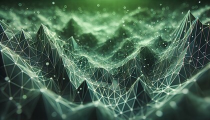 Polygonal Perfection: Futuristic Green Abstract Render in Motion