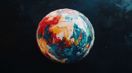 Poster - Colorful abstract planet floating in deep space representing a new world