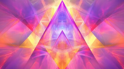 Wall Mural - colorful gradient pyramid abstract design featuring smooth transitions of pink, purple, and yellow h