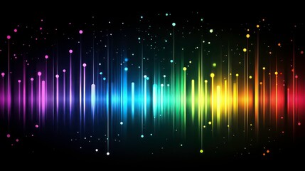 Poster - colorful abstract light streaks resembling a sound wave on a black background.
