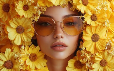Poster - A vibrant and eye-catching collaged portrait adorned with floral designs
