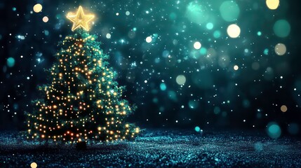 Wall Mural - digital greeting card number text 2025 green technology, christmas and new year, digital code, binar