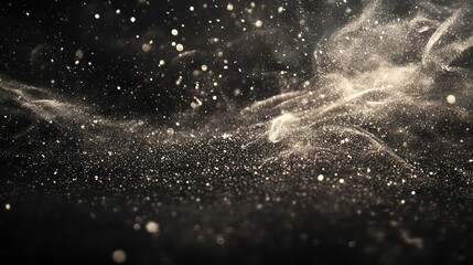 Wall Mural - dust and scratches on a black grunge background, creating an aged photo effect with copy space