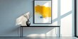 © Irina Ukrainets - A modern living space featuring a simple black table with a vase and dried branches. An abstract painting adds a pop of color to the wall. This interior style is chic and serene. AI