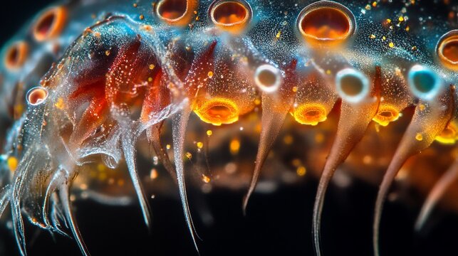 Detailed Macro view of an Abstract Organic structure with Orange and Blue hues