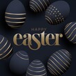 © MDNANNU - Gold Patterned Easter Eggs on Dark Background
