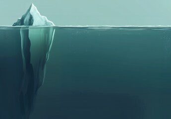 Wall Mural - gray background with iceberg and hidden underwater part