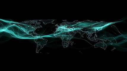 Aufkleber - Global Network Connections Digital World Map