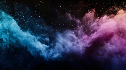 Wall Mural - exploding colorful powder creates abstract nebula