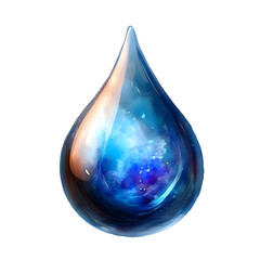 Wall Mural - drop of water watercolor isolated on transparent background cutout