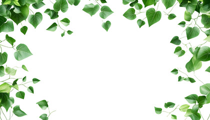 Wall Mural - green leaves frame isolated on transparent background cutout