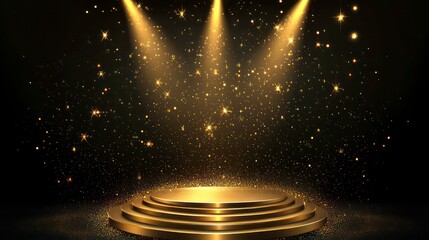 Wall Mural - gold podium for product presentation vector illustration. abstract empty golden award platform