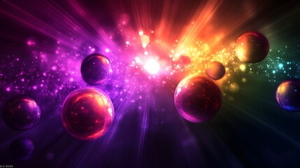 Wall Mural - glowing spheres in a cosmic radiance display