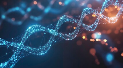 Poster - Abstract glowing DNA double helix structure.