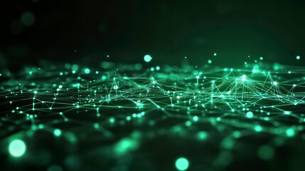 Aufkleber - Green AI text with digital and futuristic elements glowing in the dark, artificial intelligence banner technology, data science and innovation web internet cyber space.