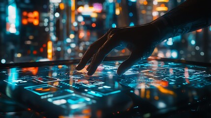 Poster - Futuristic Hand Interacting With A Holographic Interface
