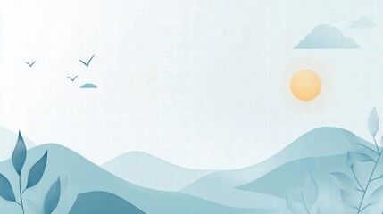 Aufkleber - Nature inspired planner layout with abstract elements of sun, clouds, and mountains in pastel tones. Generative AI