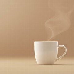 Aufkleber - Warm cup of steaming beverage on a neutral background creating a cozy atmosphere for relaxation or enjoyment. Generative AI